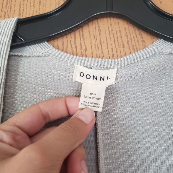 DONNI Beige One Size Cardigan Ribbed Coat Top EUC Hippie Chic Kimono - Picture 8 of 9